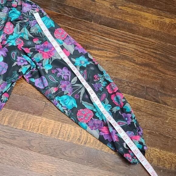 Vintage 80s 90s Black Pink Floral Shirt - Picture 13 of 14